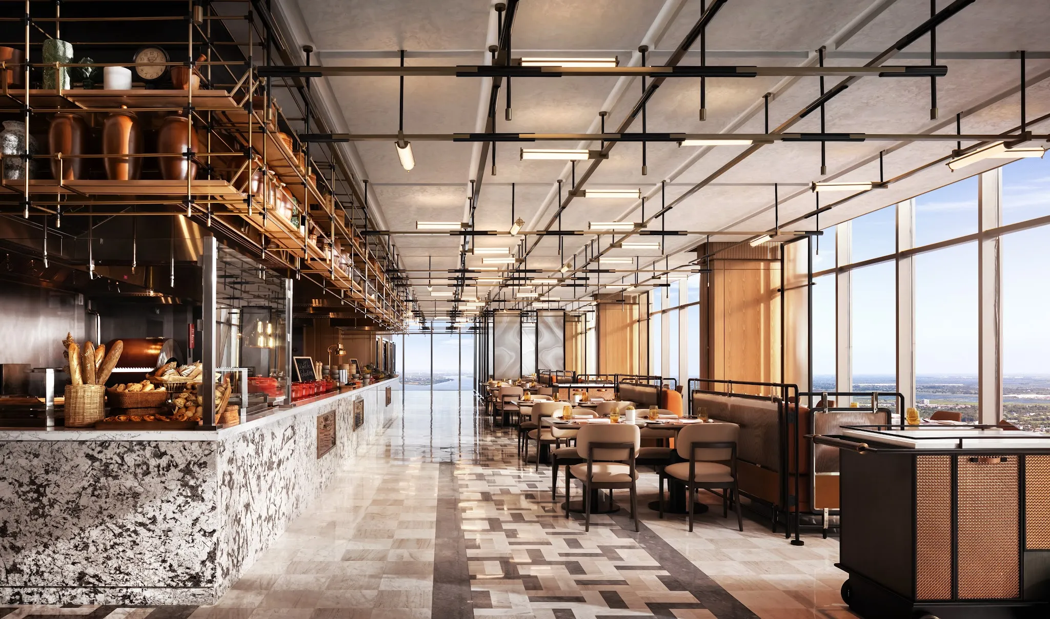 Kommune, Level 48 of the Shangri-La — Art Deco lines and a Cambodian-international menu
