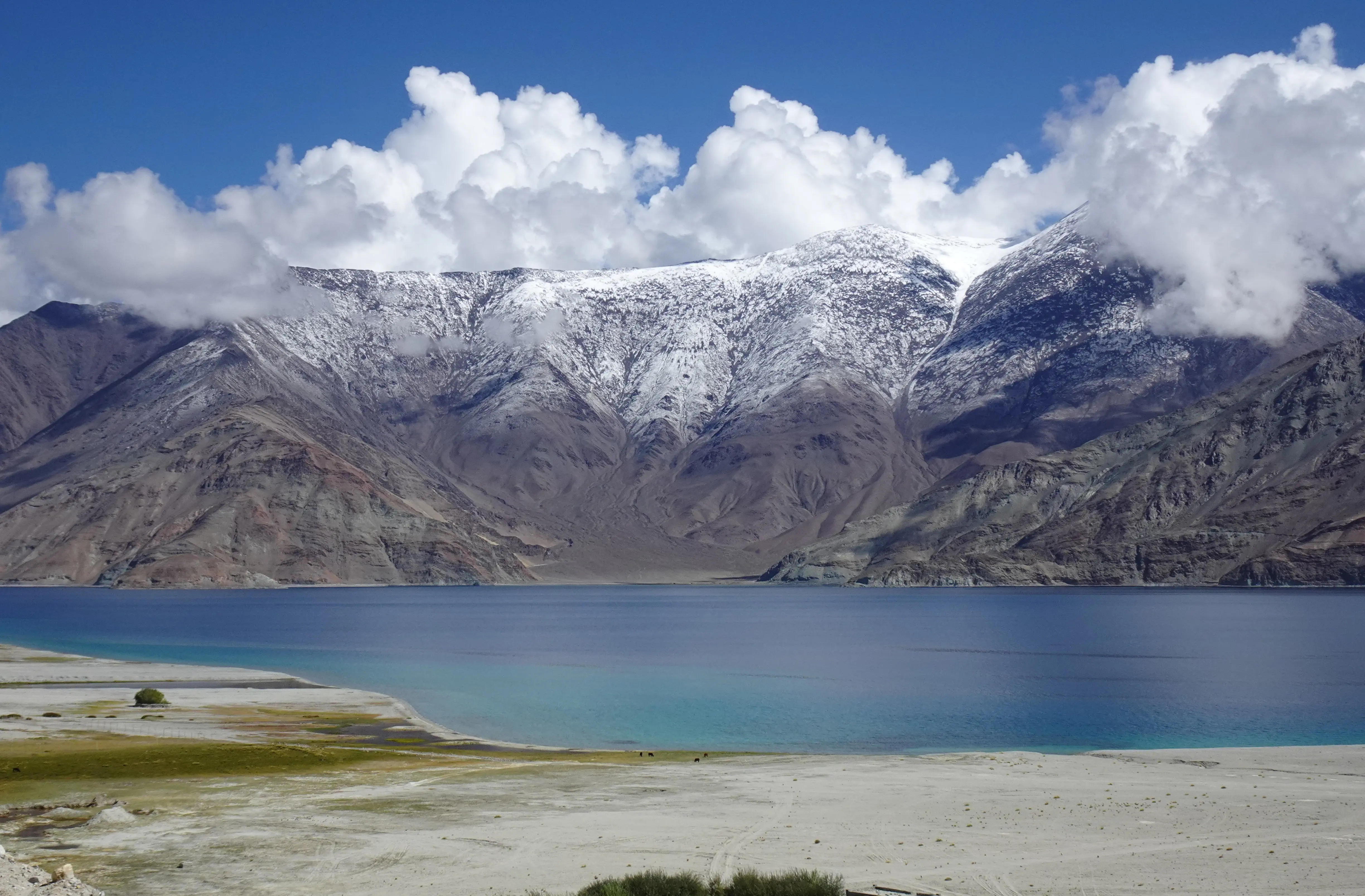 Serene Tso Moriri Lake with clear reflections in Changthang, Ladakh