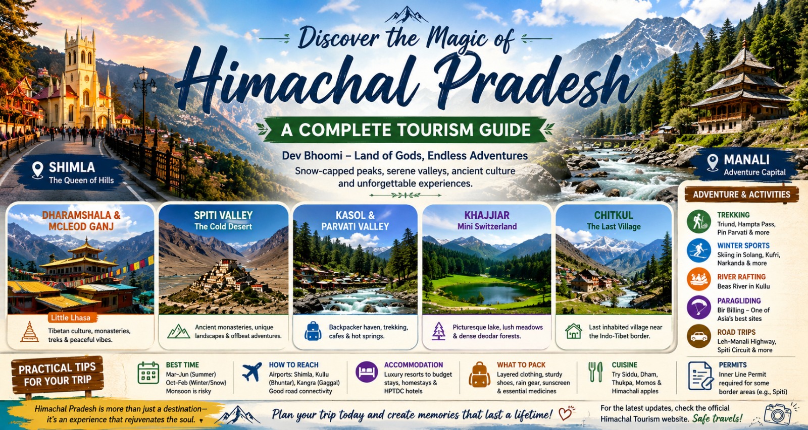 Collage of top Indian travel destinations including mountains, beaches and heritage sites