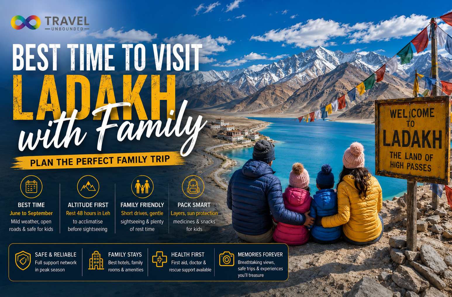 The best time to visit Ladakh with family is a narrow, careful window, because altitude changes the rules for children and older parents. This guide covers the safest months, gentle itineraries, and how to keep everyone happy and well at height.
