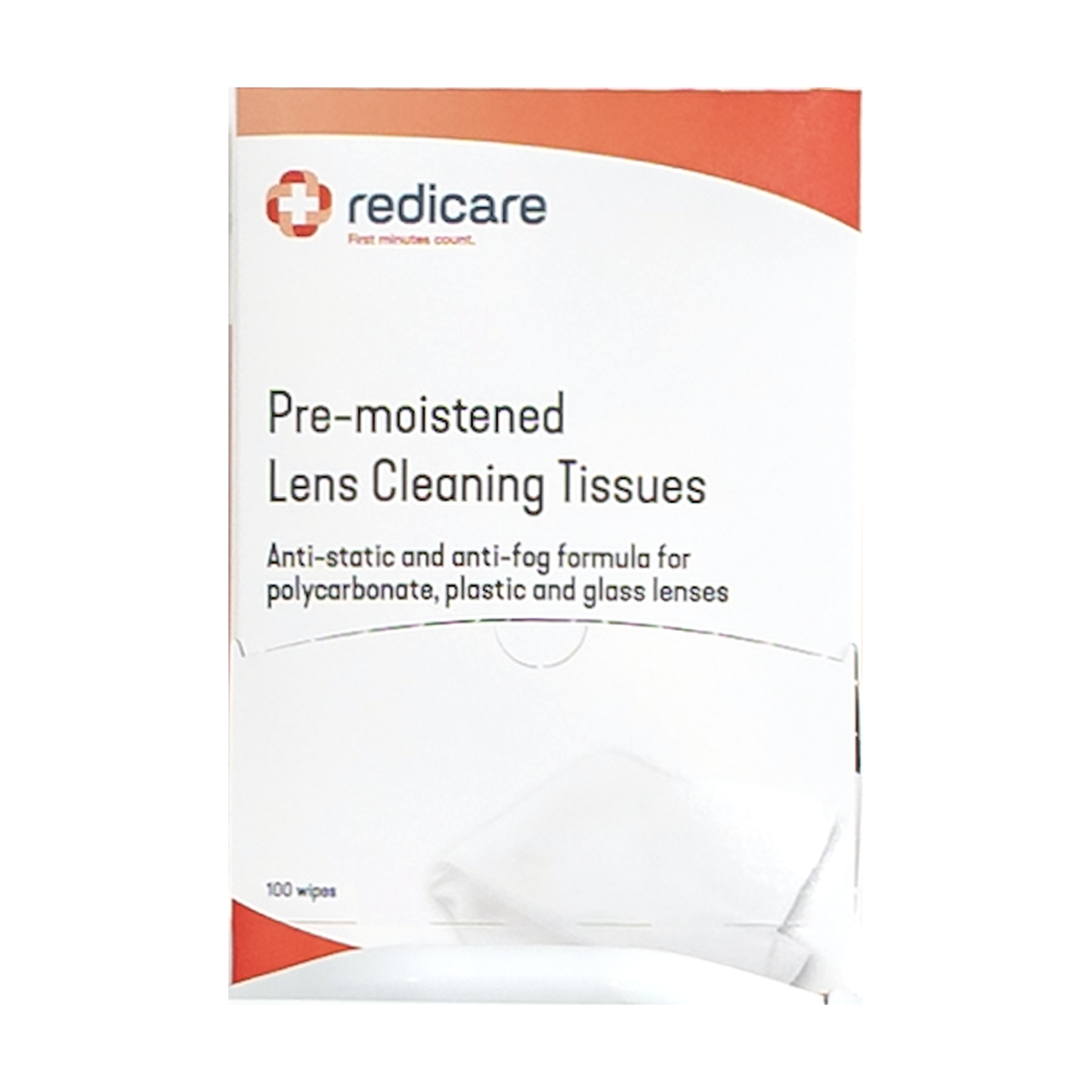 Redicare pre-moistened lens cleaning tissues