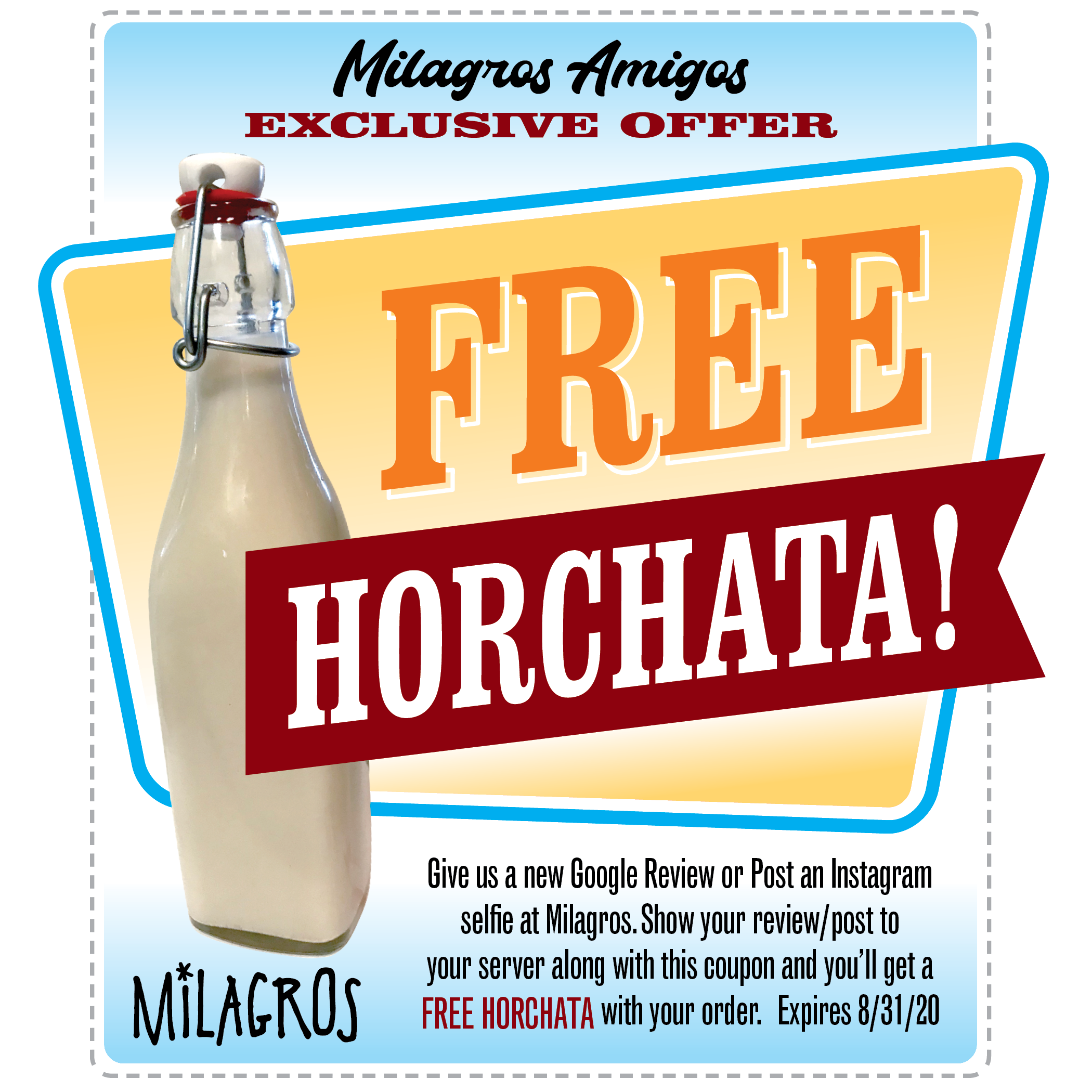 FREE Drink Coupon at Milagros Best Mexican