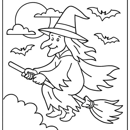 Witch Halloween coloring page