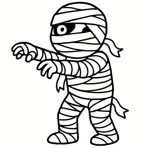 Mummy reaching forward coloring page