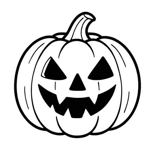 Carved jack-o'-lantern pumpkin coloring page