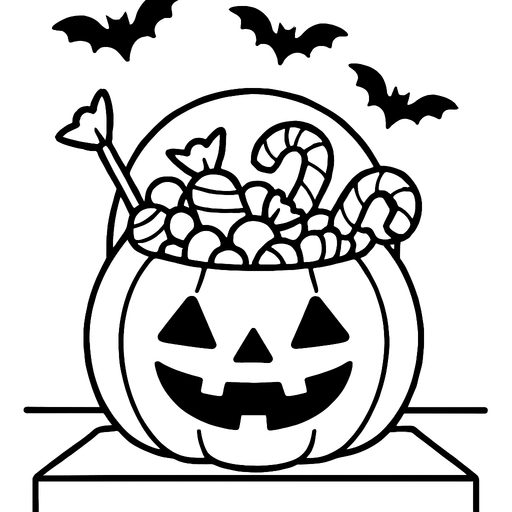 Jack-o'-lantern trick-or-treat candy bucket coloring page