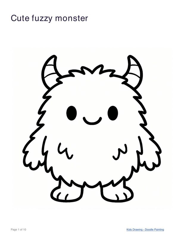 Cute fuzzy monster coloring page