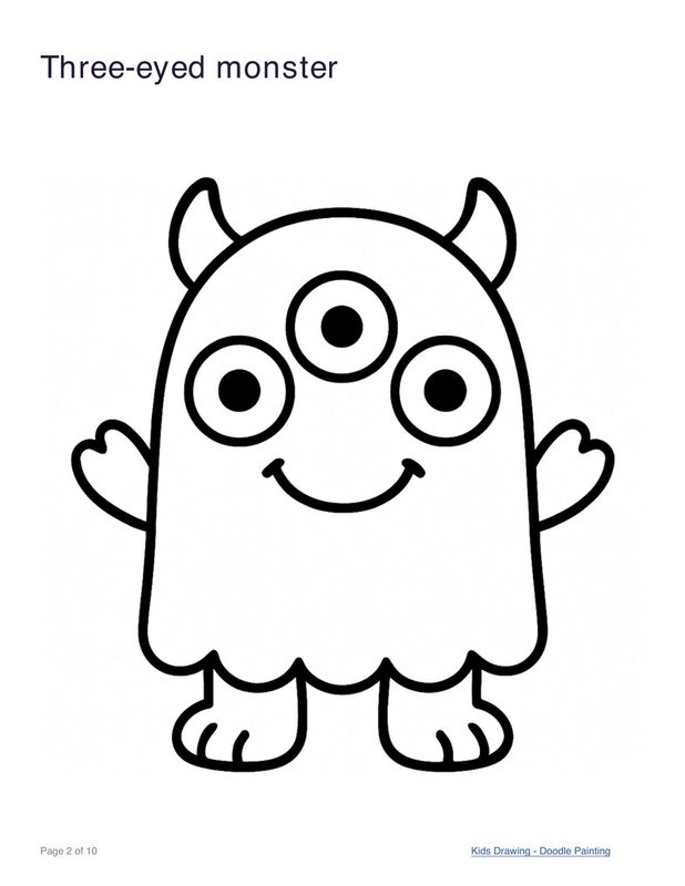 Three-eyed monster coloring page