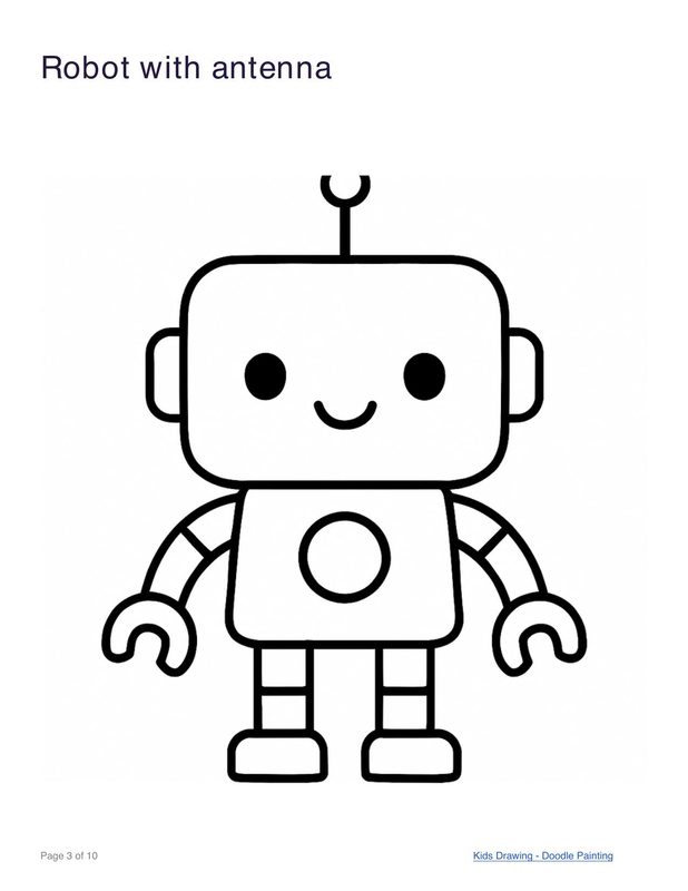 Robot with antenna coloring page