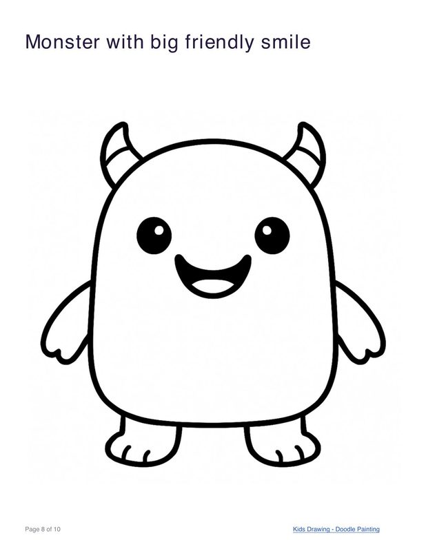 Monster with a big friendly smile coloring page