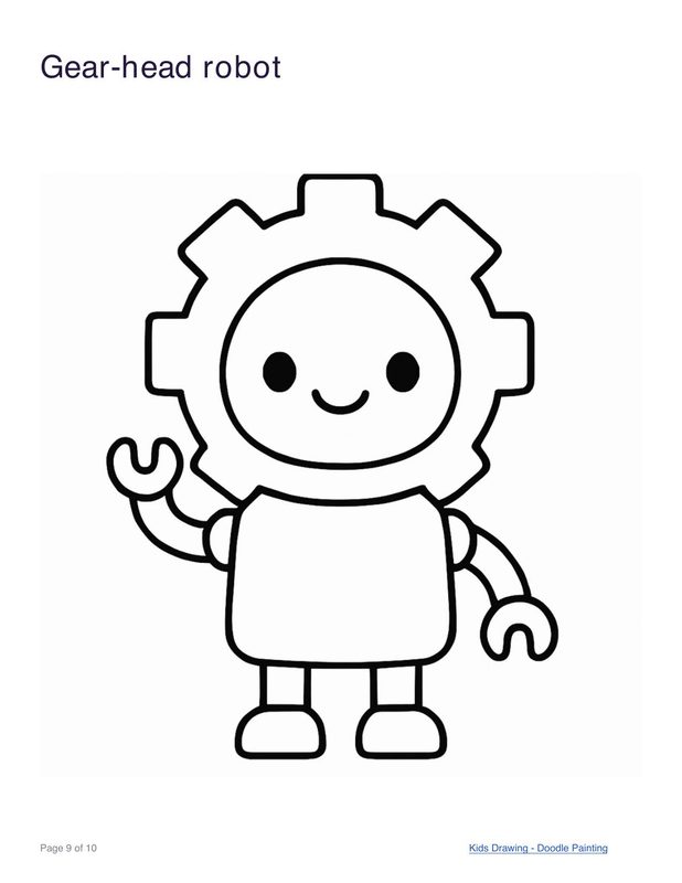 Gear-head robot coloring page