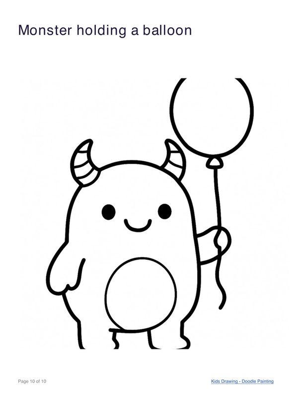 Monster holding a balloon coloring page