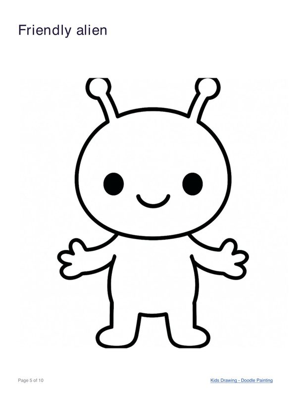 Friendly alien coloring page