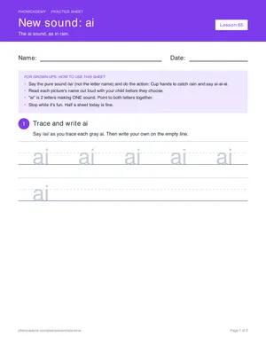 Preview of the “ai” practice sheet