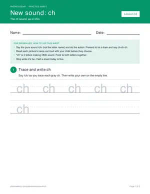 Preview of the “ch” practice sheet