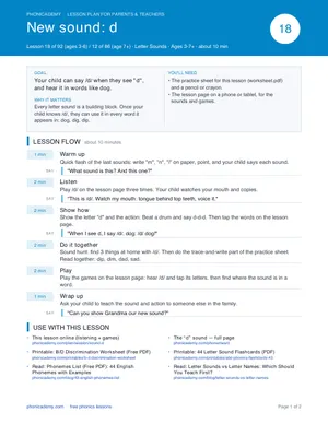 Preview of the “d” lesson plan