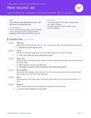 Preview of the “ee” lesson plan