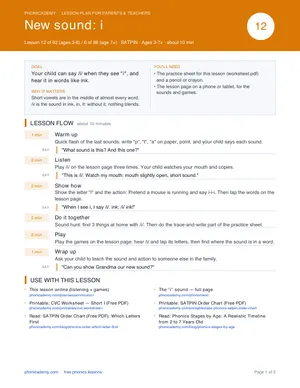 Preview of the “i” lesson plan