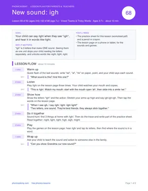 Preview of the “igh” lesson plan