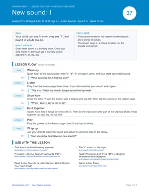 Preview of the “l” lesson plan