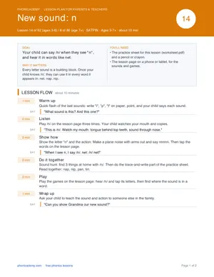 Preview of the “n” lesson plan