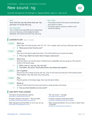 Preview of the “ng” lesson plan