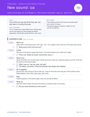 Preview of the “oa” lesson plan