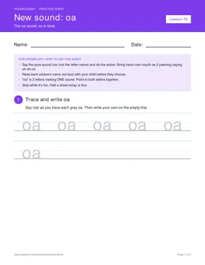 Preview of the “oa” practice sheet