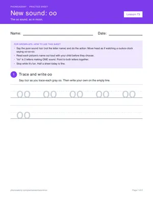 Preview of the “oo” practice sheet