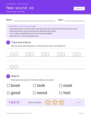 Preview of the “oo” practice sheet