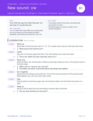 Preview of the “ow” lesson plan