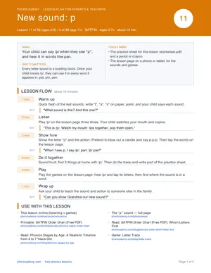 Preview of the “p” lesson plan