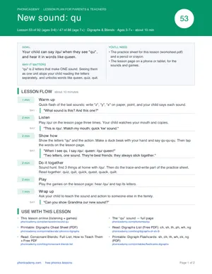 Preview of the “qu” lesson plan