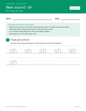 Preview of the “sh” practice sheet