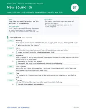 Preview of the “th” lesson plan