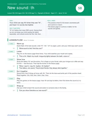 Preview of the “th” lesson plan