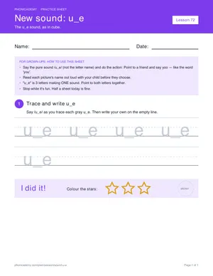 Preview of the “u_e” practice sheet