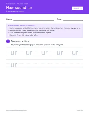 Preview of the “ur” practice sheet