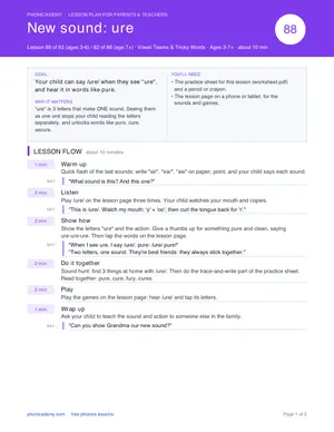 Preview of the “ure” lesson plan