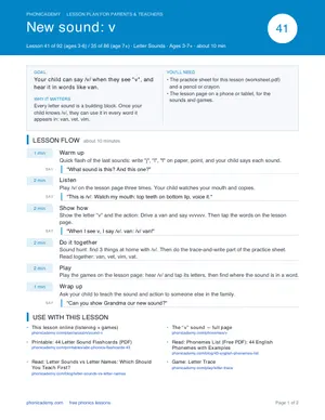 Preview of the “v” lesson plan