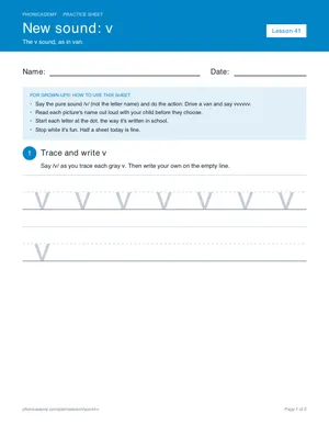 Preview of the “v” practice sheet