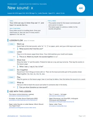 Preview of the “x” lesson plan