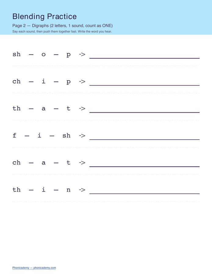 Blending Practice Worksheet (Free PDF) — page 2