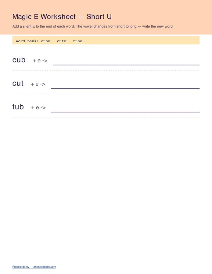 Magic E Worksheet (Free PDF) — page 4