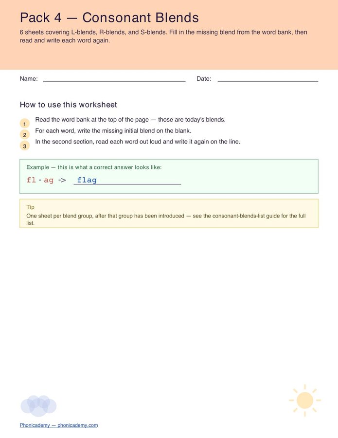 Consonant Blends Pack (Free PDF)