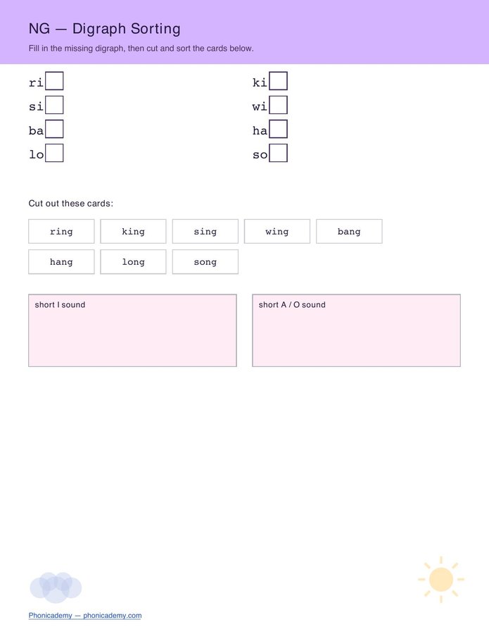 Digraph Sorting Pack (Free PDF) — page 5
