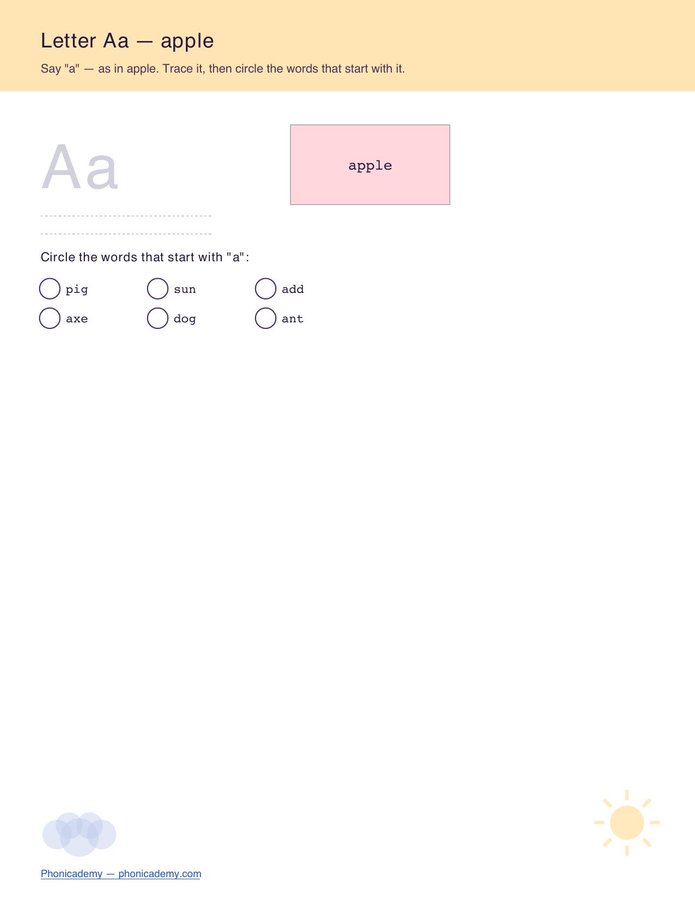 Letter Sounds Pack — Tracing + Keyword Cards (Free PDF) — page 2