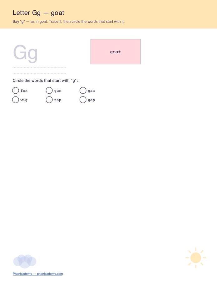 Letter Sounds Pack — Tracing + Keyword Cards (Free PDF) — page 8