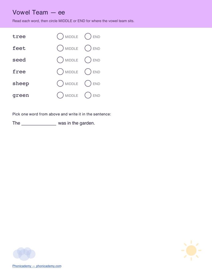 Vowel Teams Pack (Free PDF) — page 3