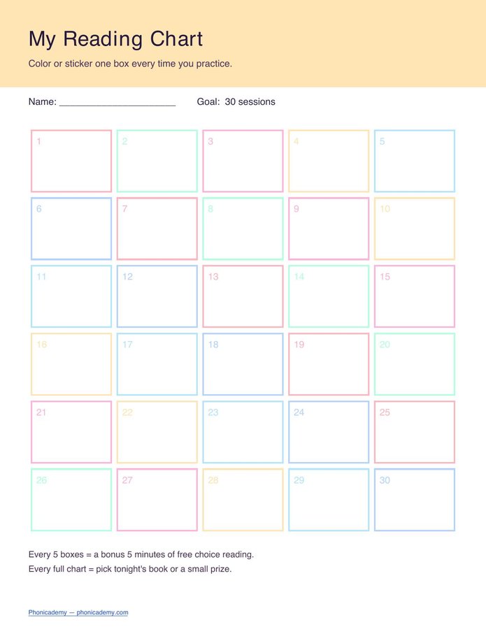 Reading Reward Chart (PDF)